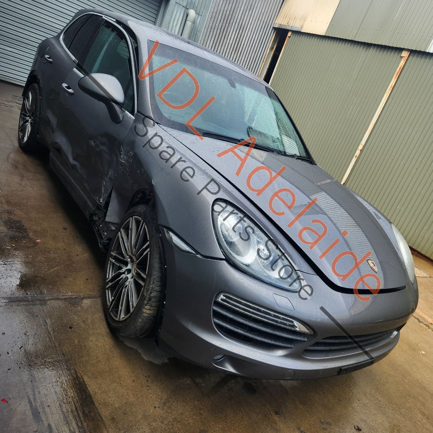 9Y0 043 061 50 Porsche Cayenne 958 Front Bumper w Grilles & Reo Bar Assembly with Headlight Washers 2010-2014 Meteor Gray Metallic M7W/9Q