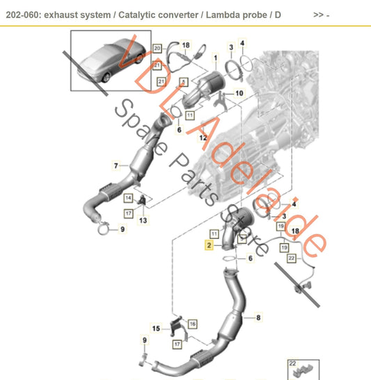 Porsche Panamera 971 V6 Catalytic Converter Right Side 971254350K 971254350K 9A7254350A 9A7254350D 9A7254350D 971254350 971131703K