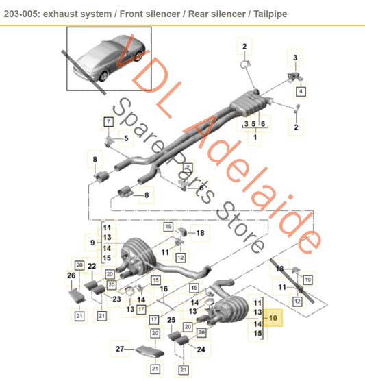 Porsche Panamera 971 Rear Right Muffler Exhaust 971253608AY