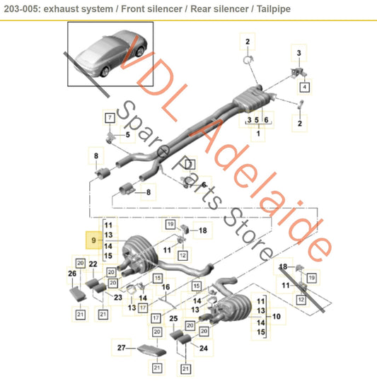 Porsche Panamera 971 Rear Left Muffler Exhaust 971253607AY