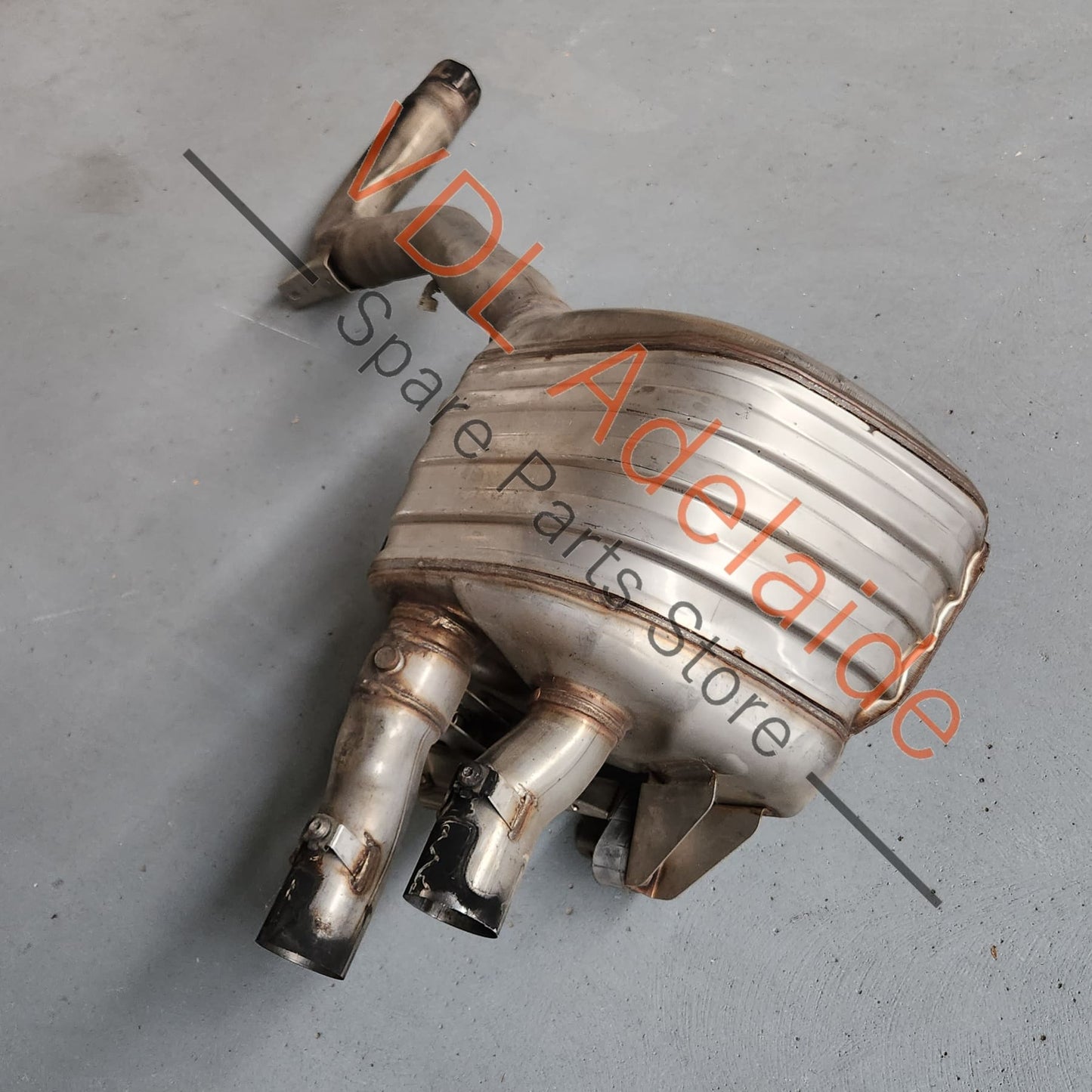 Porsche Panamera 971 Rear Left Muffler Exhaust 971253607AY 971253607AY 971253607 Pipe will be cut at blue dotted line to save on freight. Contact us if you would prefer to send it un-cut.