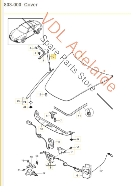 Porsche 911 Boxster Cayman Front Bonnet Gas Filled Lift Strut Prop 99751155101