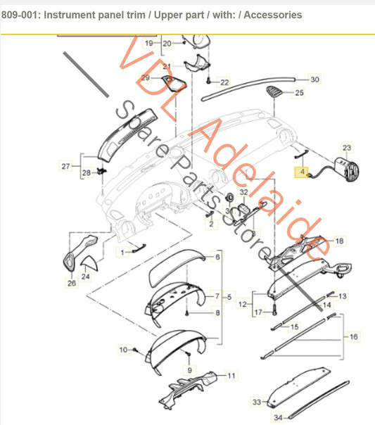 Porsche Cayman Boxster Dash Trim Passenger Side Left for RHD 98755238702