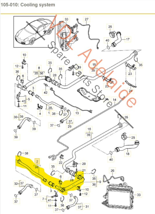 Porsche Cayman Boxster 911 Coolant Hose Tube Return