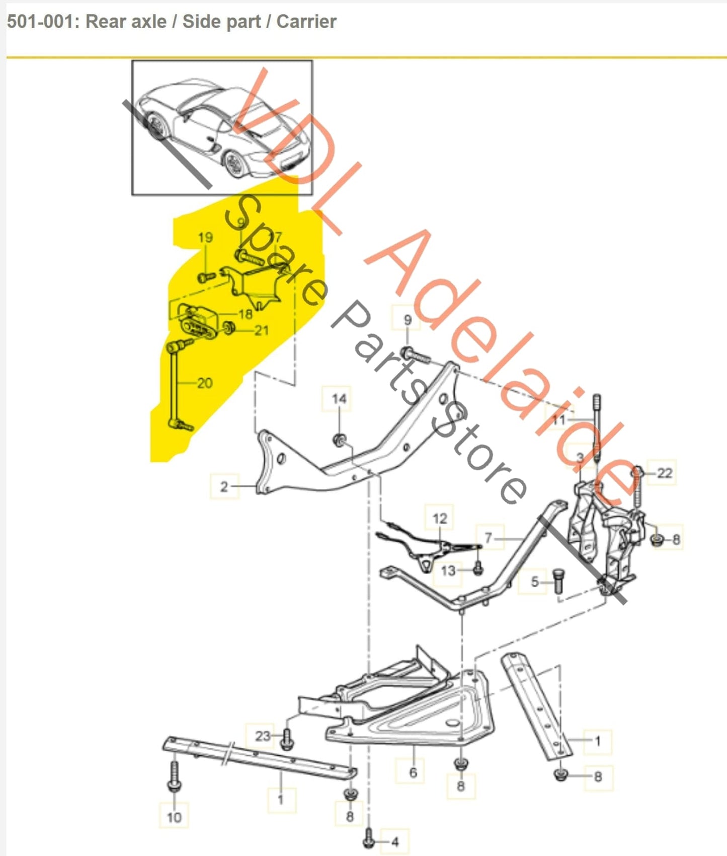 Porsche Cayman Boxster Rear Suspension Level Sensor Complete