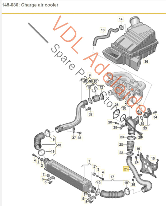 Audi RS3 8V Air Intake Intercooler Pressure Pipe Left 8V0145727 8V0145727
