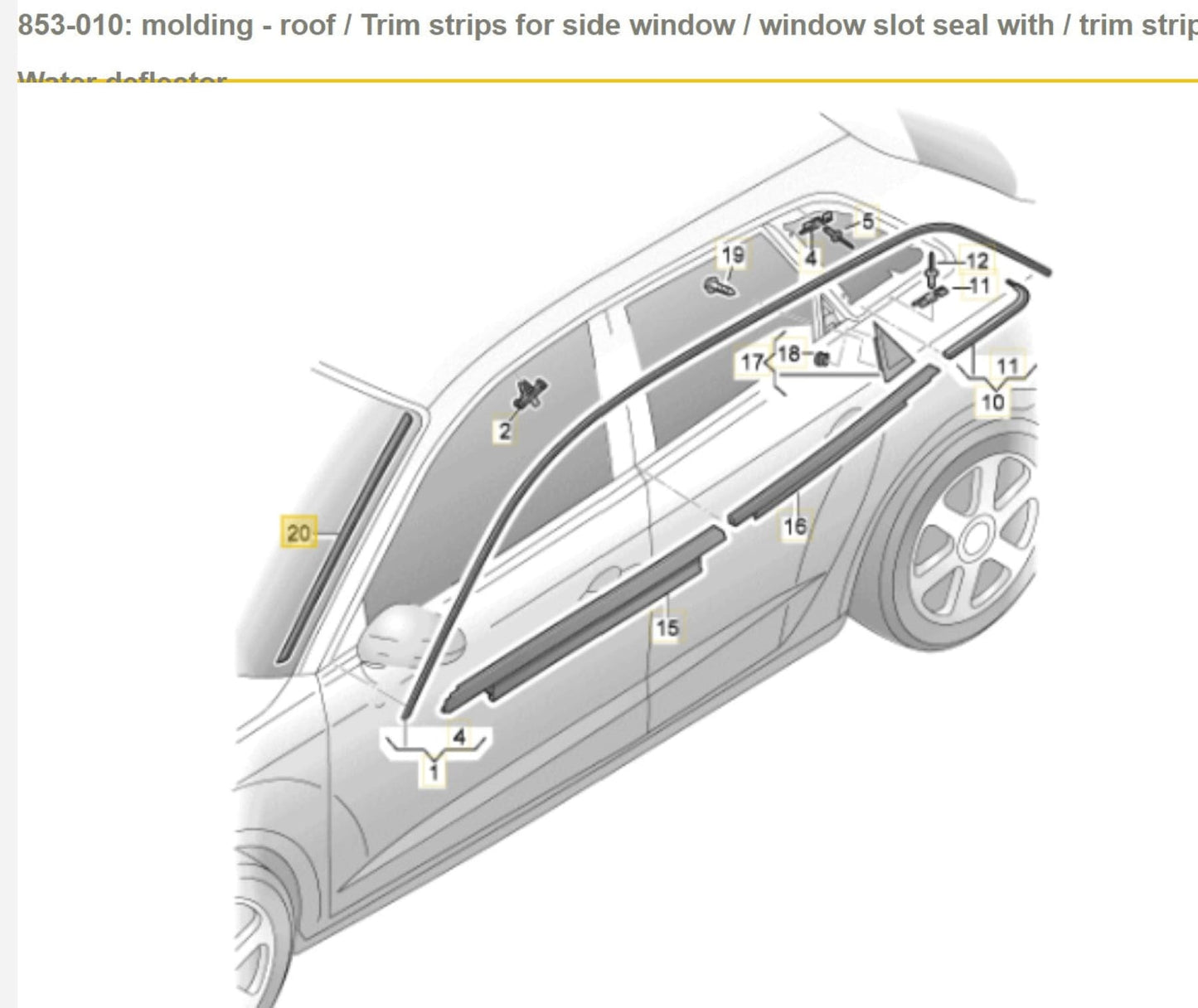 Audi A3 S3 RS3 Sportback Windscreen Exterior Deflector Strip Trim Left 8V3854327C 8V3854327C