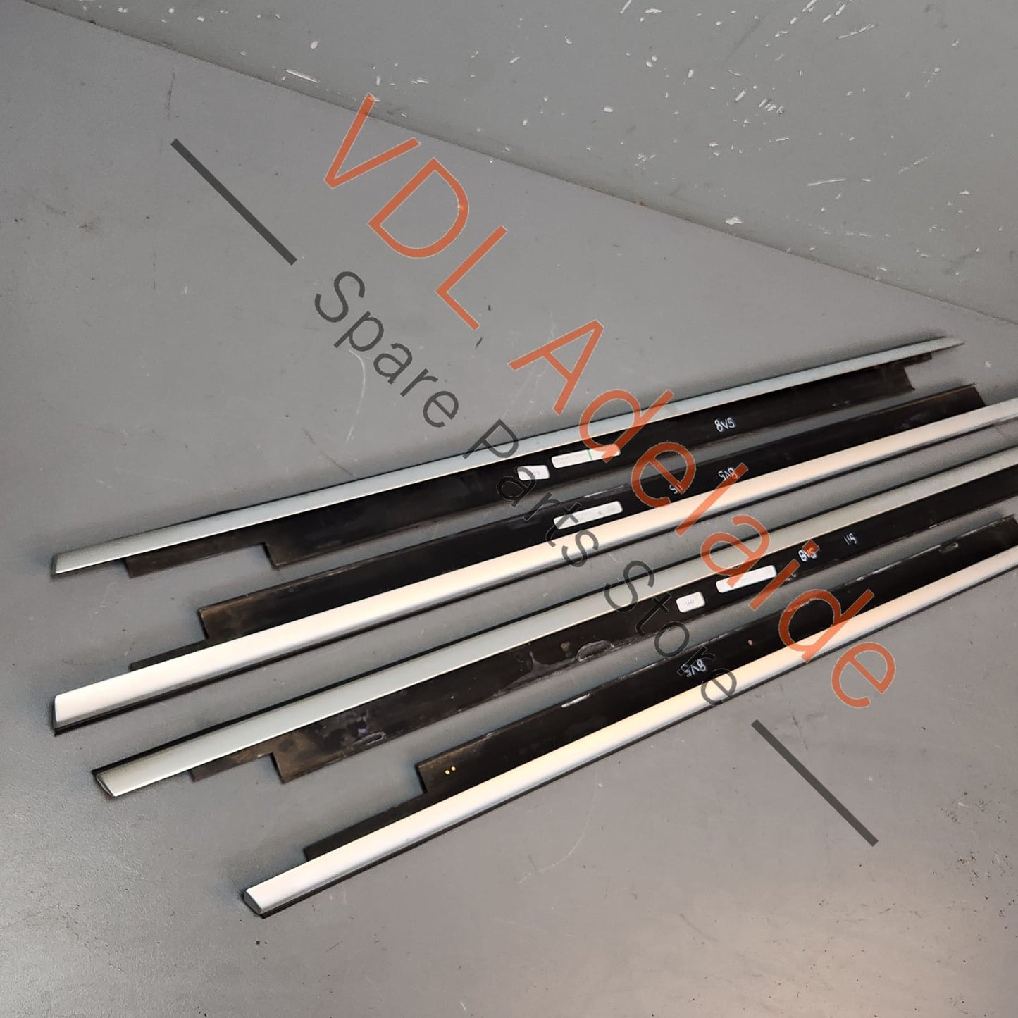 Audi A3 S3 RS3 Exterior Lower Door Window Molding Set Silver Aluminium Matt 8V4853283B