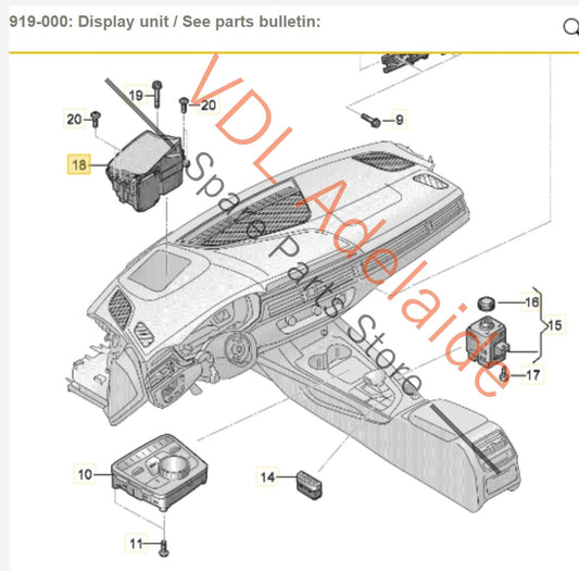 Audi A5 F5 S5 Windscreen Heads Up Display Unit for RHD 8W6919617A 8W6919617A
