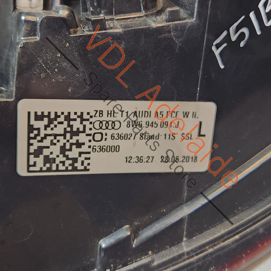 8W6945091J, 8W6945091P, , , Audi A5 F5 Rear Left Outer LED Taillight Tail Light Stop Lamp