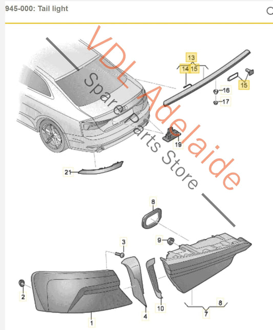 8W8945097 Audi A5 S5 RS5 F5 B9 Third Middle Brake Light 8W8945097