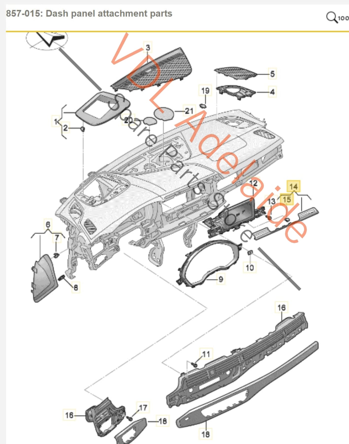 8W2857304 Audi RS5 F5 B9 F5 MMI Interface Screen Lower Trim Dash Interior Moulding 8W28573046PS