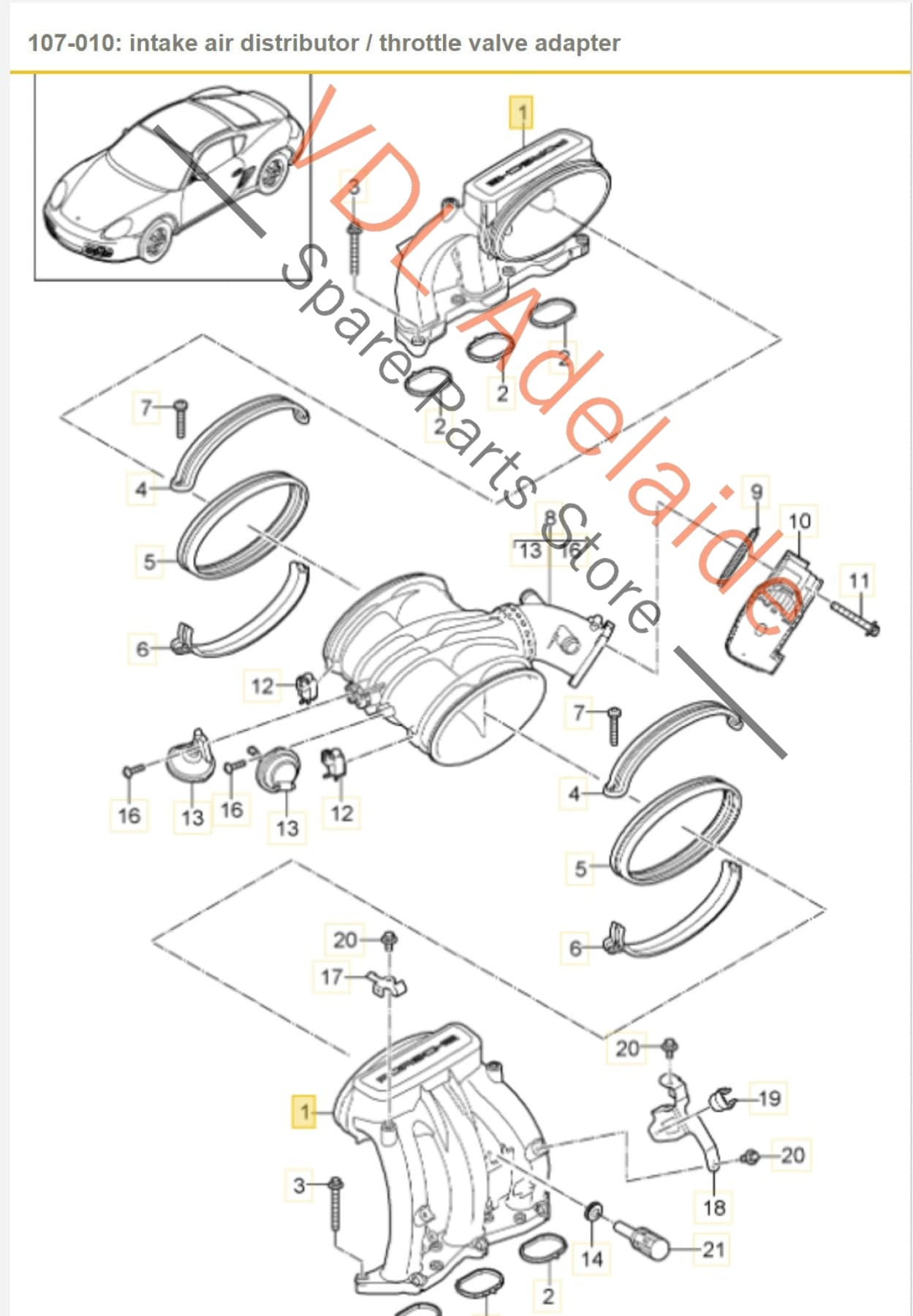 9A111011502 9A111011504 Porsche 986 987 Cayman R 3.4 Intake Manifold 9A111011502