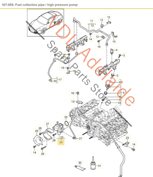 9A111031506 Porsche Boxster 911 Cayman HPFP High Pressure Fuel Pump 9A111031506