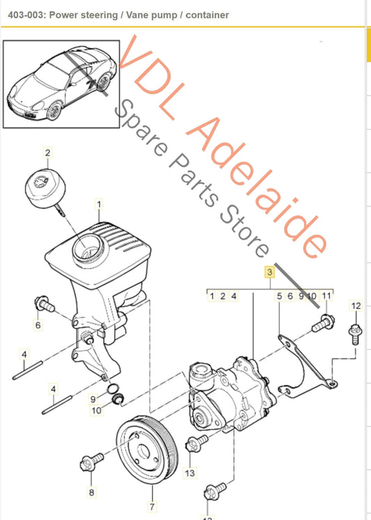 9A131402014 9A131402016 Porsche Cayman Boxster Power Steering Vane Pump 9A131402014