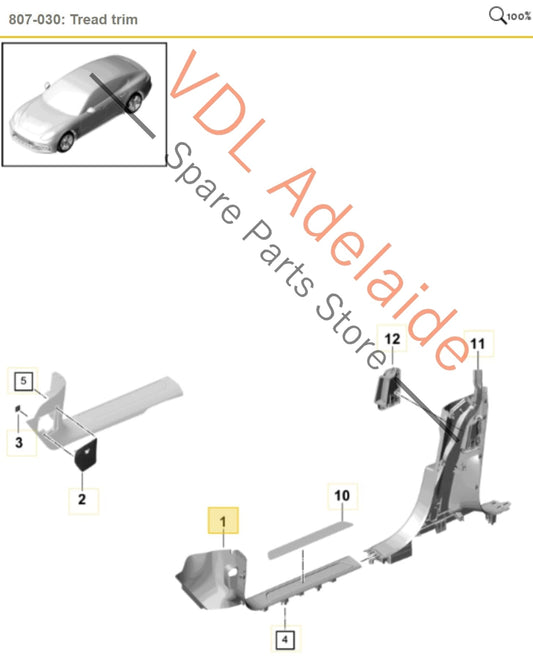 971863484B1E0 971853467C Porsche Panamera 4S 971 Right Front Door Trim Sil Cover