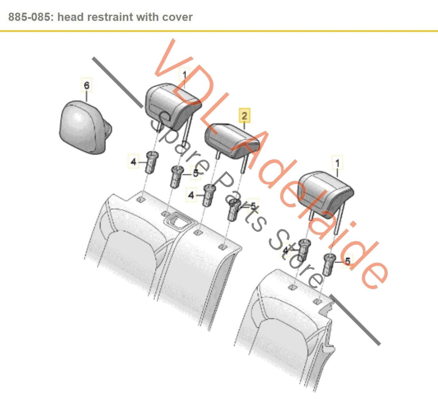8V0885975CWJC 8V0885975AKWJC Audi RS3 8V Rear Middle Centre Head Rest Leather Soul Black Cliff Grey 8V0885975C WJC
