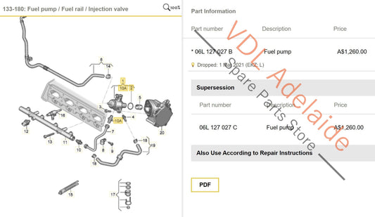 06L127027B 06L127027C VW Golf Gti 180kw HPFP High Pressure Fuel Pump 06L127027B