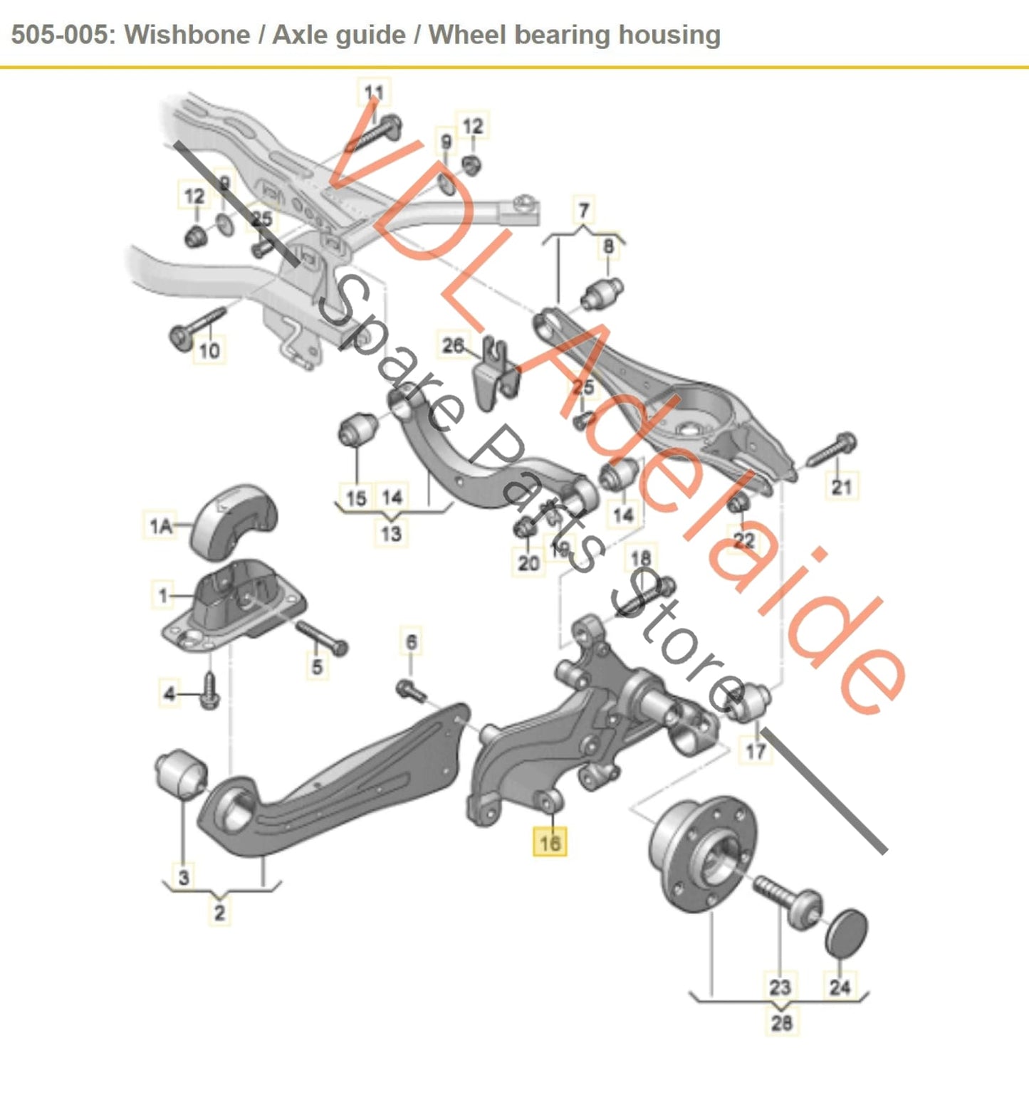 5Q0505436F VW Golf MK7 Gti Right Rear Wheel Bearing Housing Hub Knuckle Spindle 30MM 5Q0505436F
