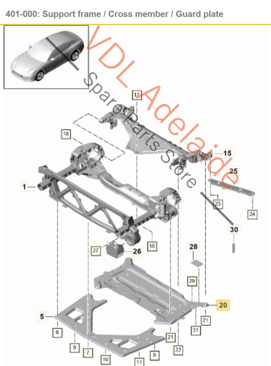 971407129J 971407129S Porsche Panamera 971 Bottom Skid Pan Reinforcement Plate 971407129J 971407129S