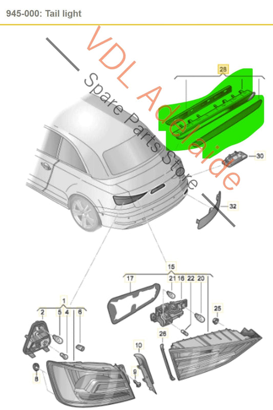 8V7945087 Audi A3 S3 Thrid Middle Centre High Level Brake Light 8V7945087