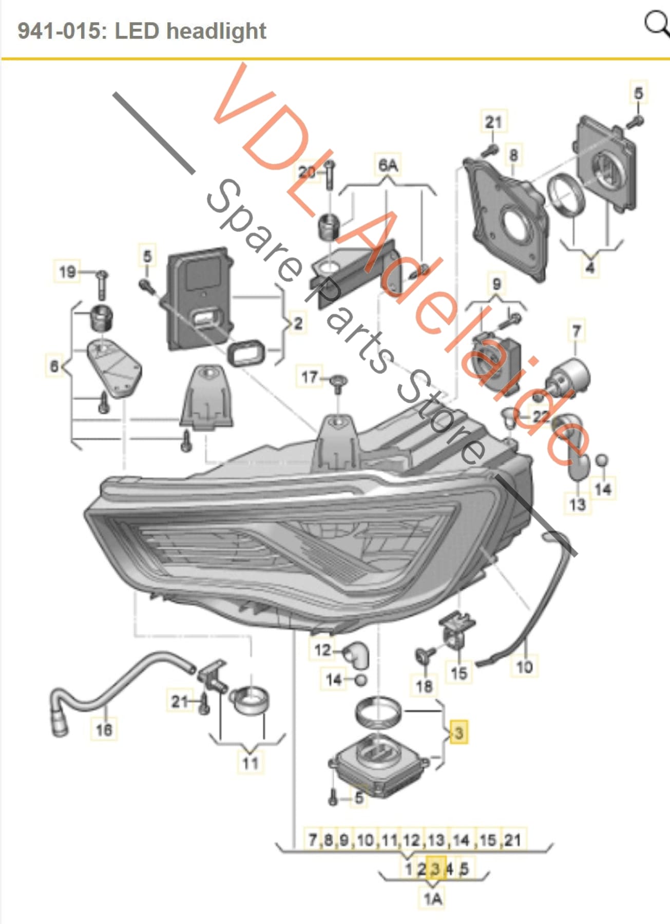 7PP941472J 7PP941472K Audi A3 S3 RS3 LED Headlamp Headlight Power Control Module 7PP941472J 7PP941472K