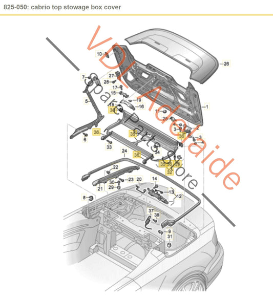 8V7825133A 8V7825133B Audi A3 S3 Convertible Roof Soft Top Box 8V7825133A