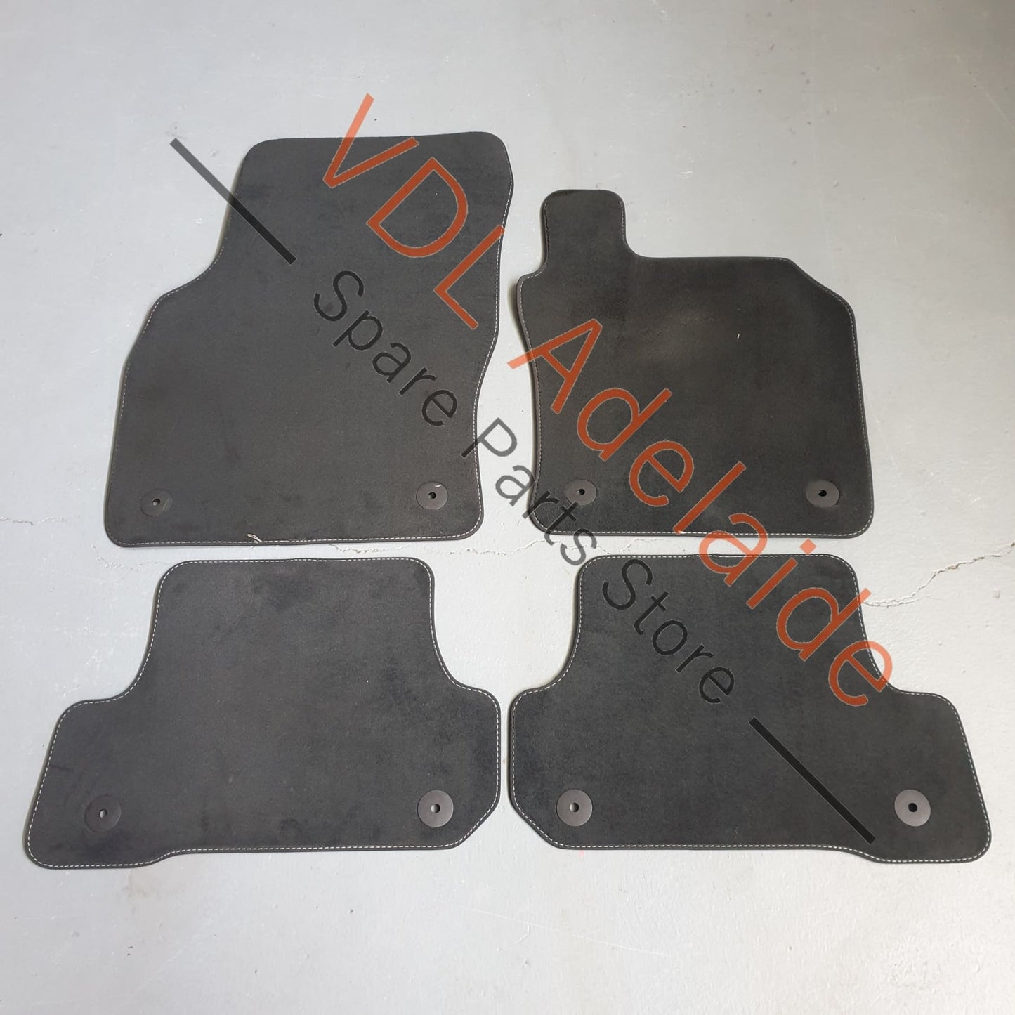 8V7864452A Genuine OEM Audi A3 S3 Interior Carpet Mat Set 8V7864452A Black with White Stitching