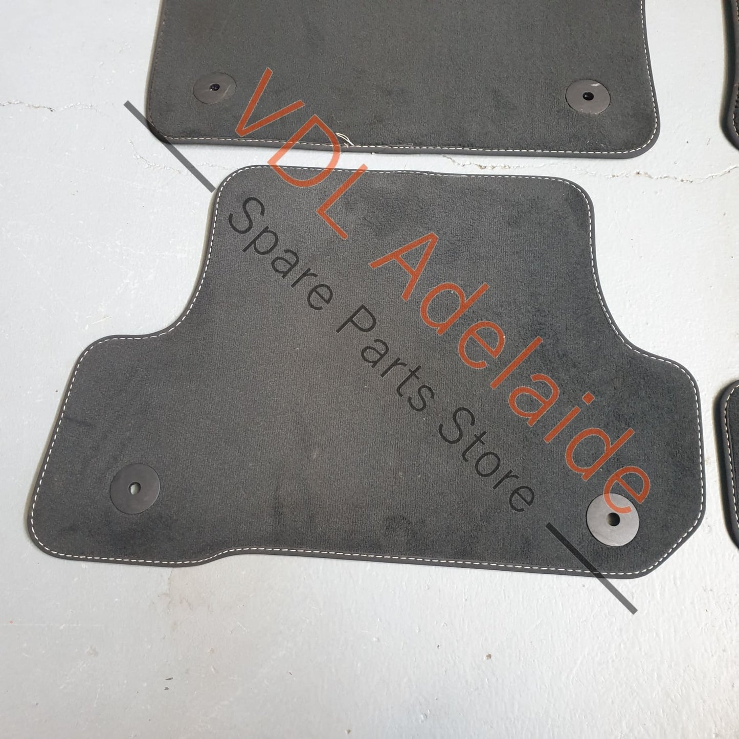 8V7864452A Genuine OEM Audi A3 S3 Interior Carpet Mat Set 8V7864452A Black with White Stitching