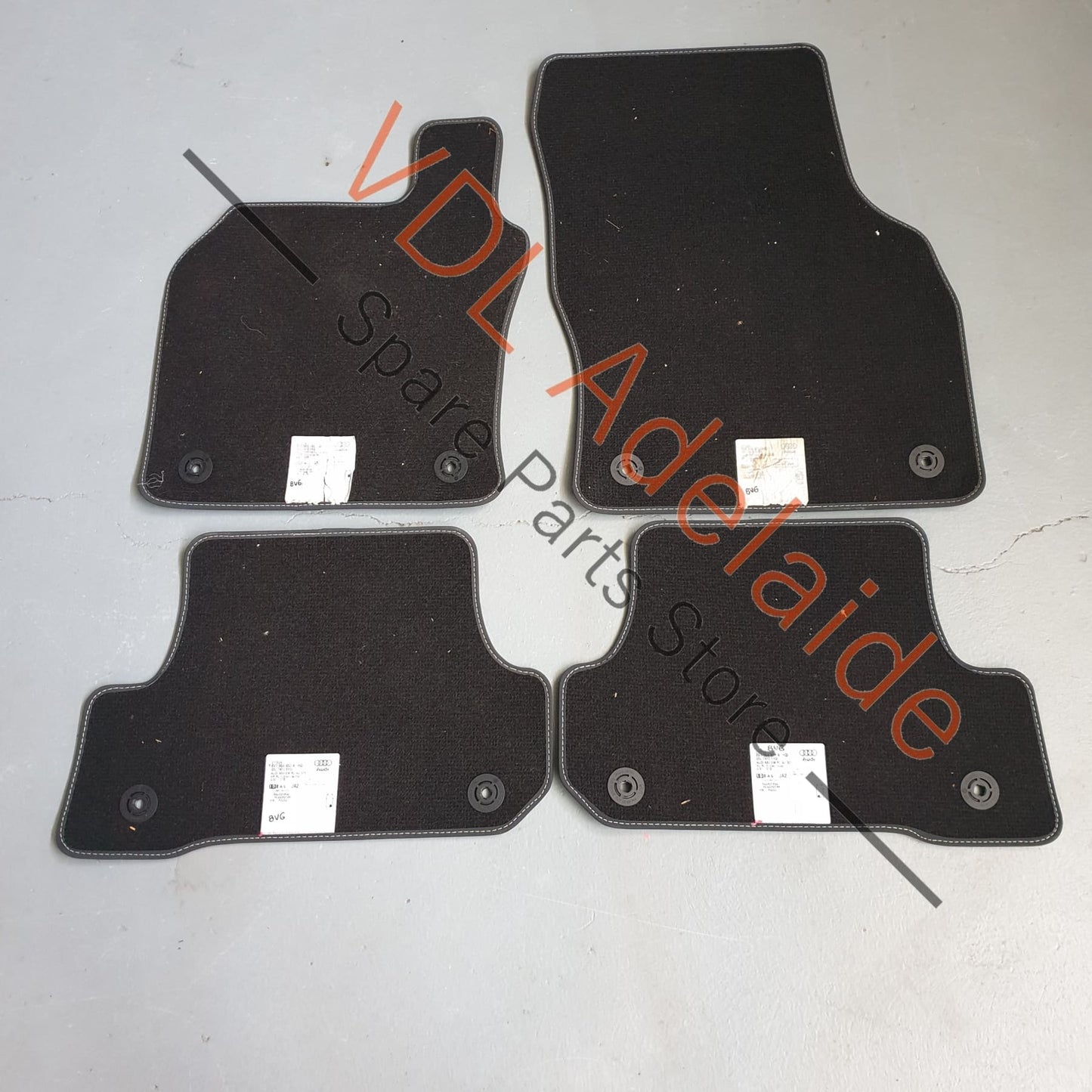 8V7864452A Genuine OEM Audi A3 S3 Interior Carpet Mat Set 8V7864452A Black with White Stitching