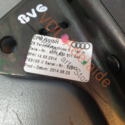 8V7871444 Audi A3 S3 Convertible Soft Top Roof Catch Bracket Right 8V7871444
