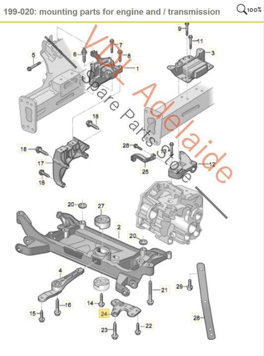 5Q7199517 5Q7199517A Audi A3 S3 Front Left Subframe K Frame Mounting Bracket Brace 5Q7199517
