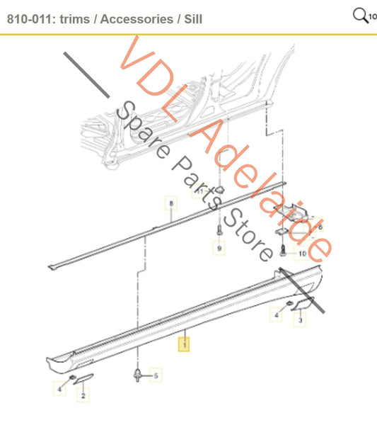 95555988801 7L5854890 Porsche Cayenne GTS Right Side Skirt Rocker Panel Trim 95555988801 7L5854890