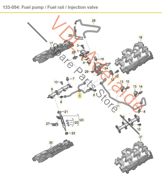 06M127507AC, 06J127065C, , , Audi RS4 RS5 High Pressure Fuel Supply Line Pipe & Union 06M127507AC 06J127065C