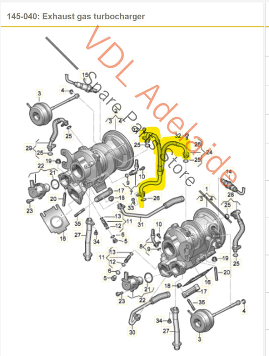 06M145140J 06M145140 Audi RS4 RS5 Bi Turbo Oil Feed Hose Pipe 06M145140J