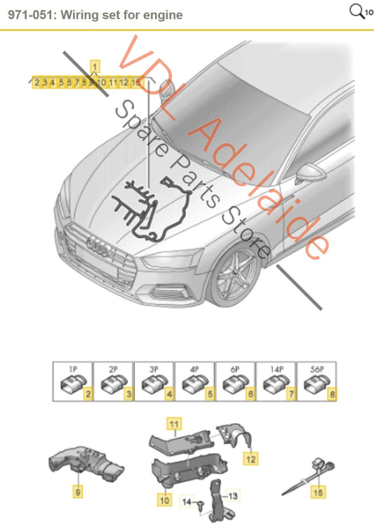 06M971595BS Audi RS4 RS5 Wiring Harness Cable Set for Engine DECA 2.9L 06M971595BS