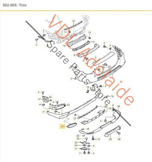 7L5807838, 95550583800, 95550583800U90, , Porsche Cayenne 9PA GTS Rear Bumper Exhaust Oval Trim RHS 95550583800 U90 7L5807838