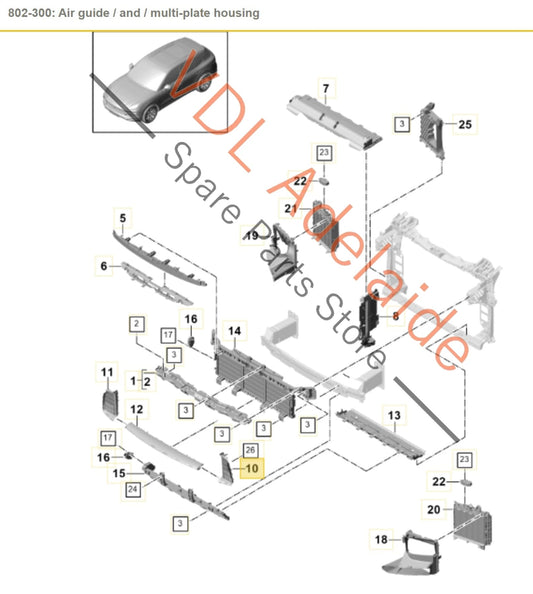 9Y0121699 9Y0121699COK1 Porsche Cayenne E3 9YA 9YB Front Left Lower Radiator Support Air Guide Duct 9Y0121699C OK1