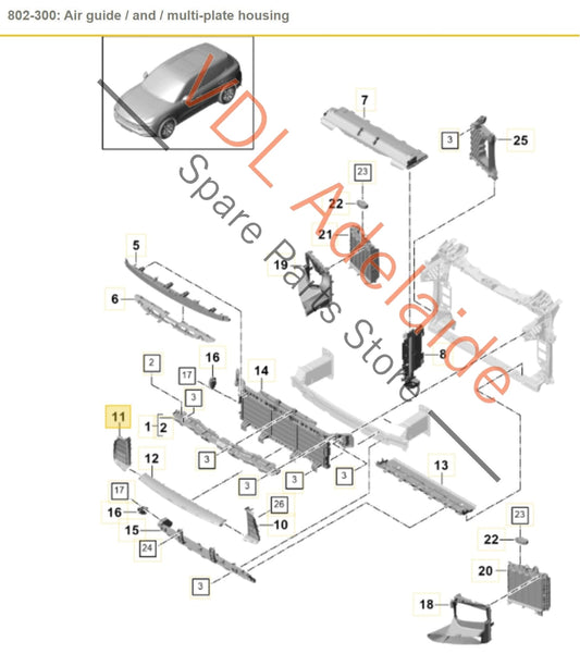 9Y0121700C 9Y0121700COK1 Porsche Cayenne E3 9YA 9YB Front Right Lower Radiator Support Air Guide Duct 9Y0121700C OK1