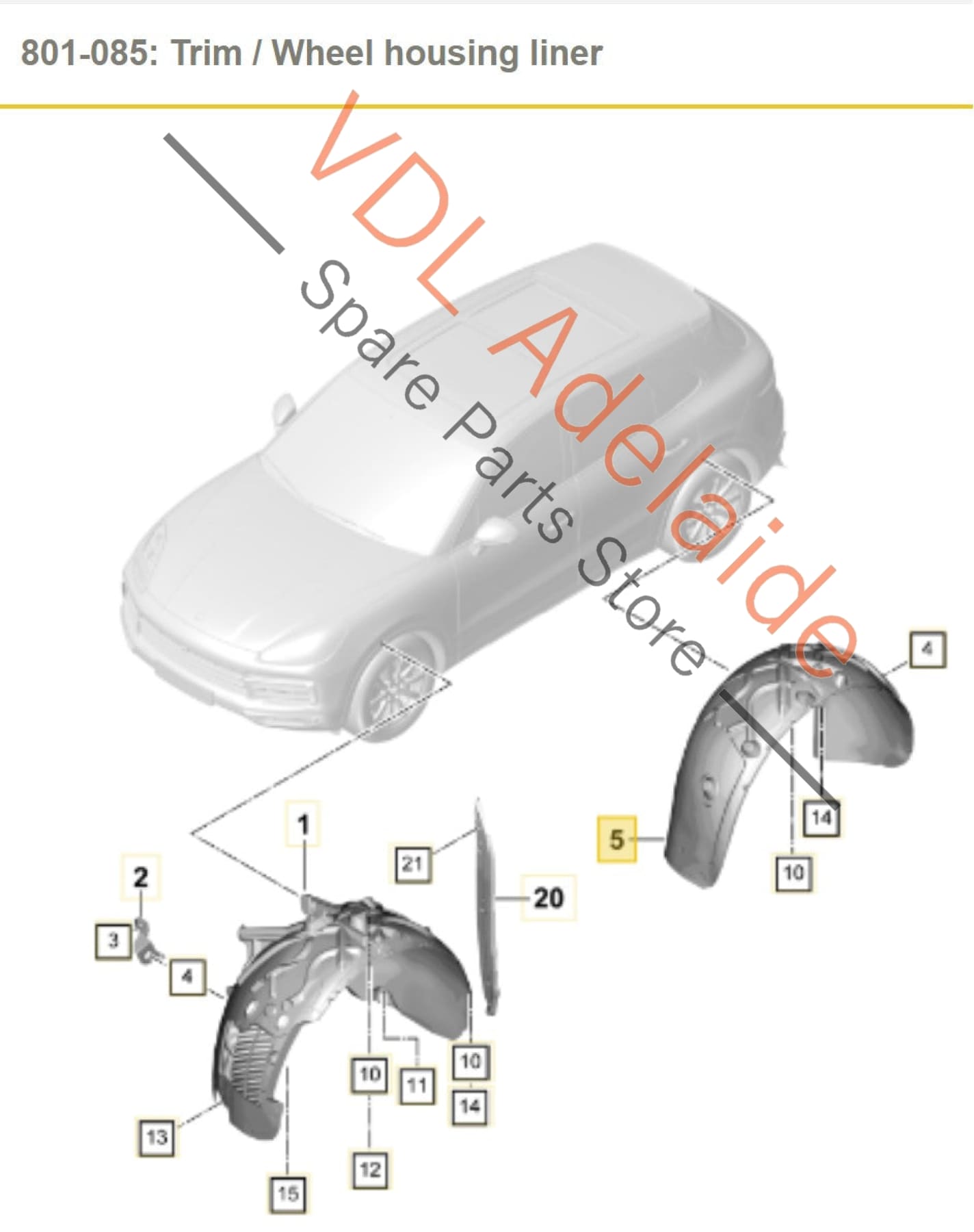 9Y0810907 9Y0810907B 9Y0810907C Porsche Cayenne E3 9YA 9YB Rear Left Wheel Housing Arch Lining Liner 9Y0810907 B C