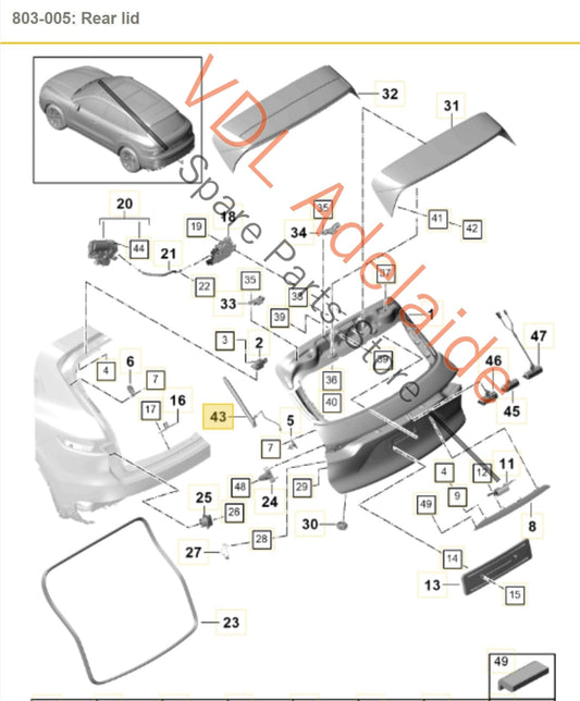 9Y0827851B 9Y0827851 Porsche Cayenne 9Y0 E3 Rear Hatch Boot Power Opening Closing Strut Motor 9Y0827851B