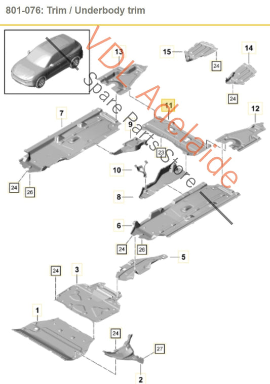95880403300 9Y0804033 Porsche Cayenne E3 Rear Body Protection Trim Splash Guard 9Y0804033 95880403300