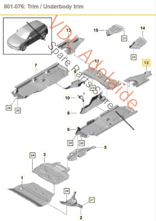 95882521300 4M4825213D Porsche Cayenne E3 Rear Left Side Body Protection Trim Splash Guard 4M4825213D 95882521300