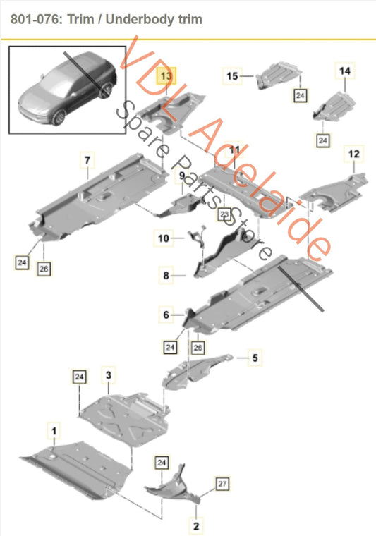 95882521400 4M4825214D Porsche Cayenne E3 Rear Right Side Body Protection Trim Splash Guard 4M4825214D 95882521400