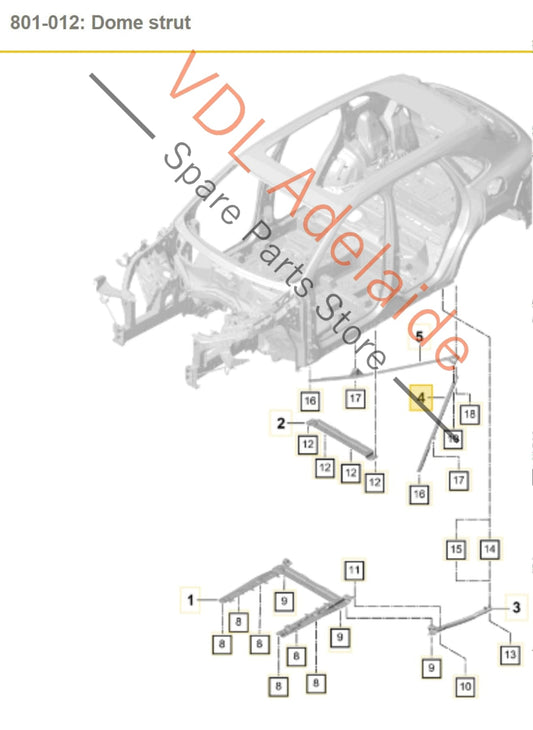 PAB80322800 4M4803228A Porsche Cayenne E3 Rear Right Lower Reinforcement Chassis Brace Bar 4M4803228A PAB80322800