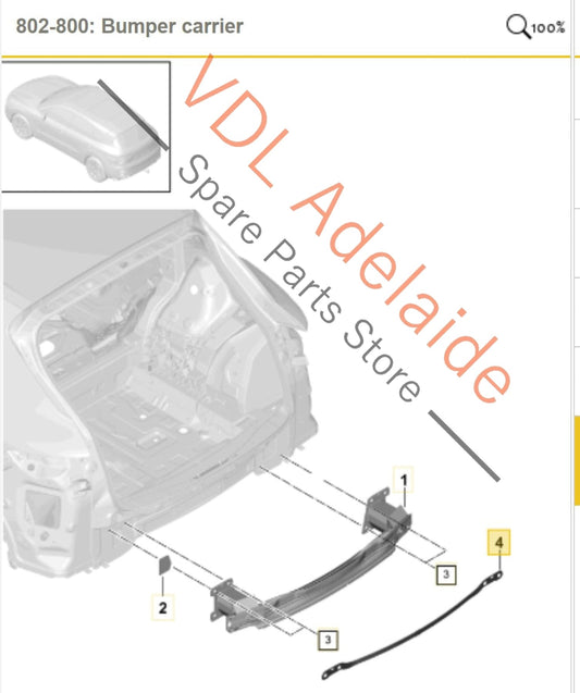 9Y0807235A Porsche Cayenne E3 Rear Bumper Cross Bar 9Y0807235A