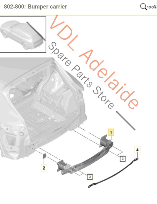9Y0807309A Porsche Cayenne E3 Rear Bumper Reo Reinforcement Crash Bar 9Y0807309A