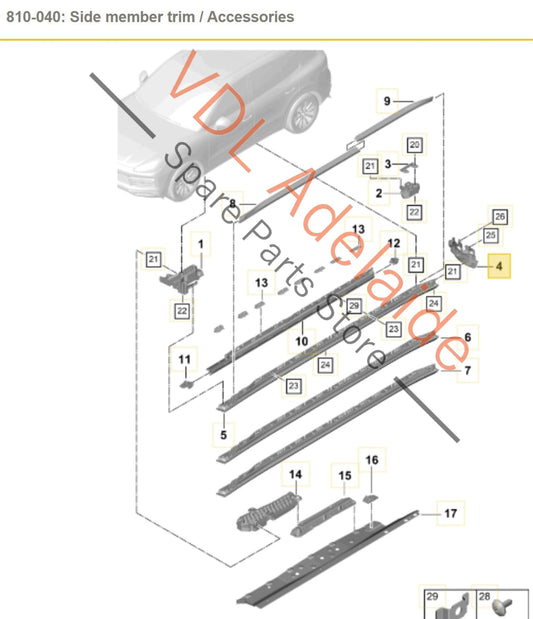 9Y0854815 9Y0854815AOK1 Porsche Cayenne E3 Left Side Mud Flap Spoiler forward of Rear Wheel 9Y0854815A