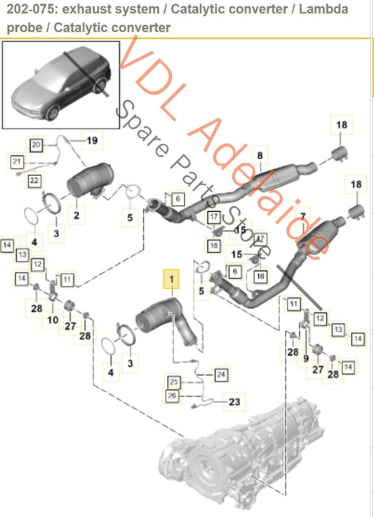 PAB25425210 4M0254200S 8W0131703AG Porsche Cayenne 2.9 BiTurbo V6 Petrol Right Side Catalytic Converter PAB25425210 4M0254200S 8W0131703AG