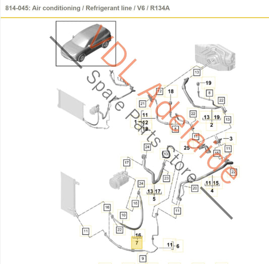 9Y0820721D Porsche Cayenne E3 9YA 9YB AC Refrigerant Hose Pipe 9Y0820721D